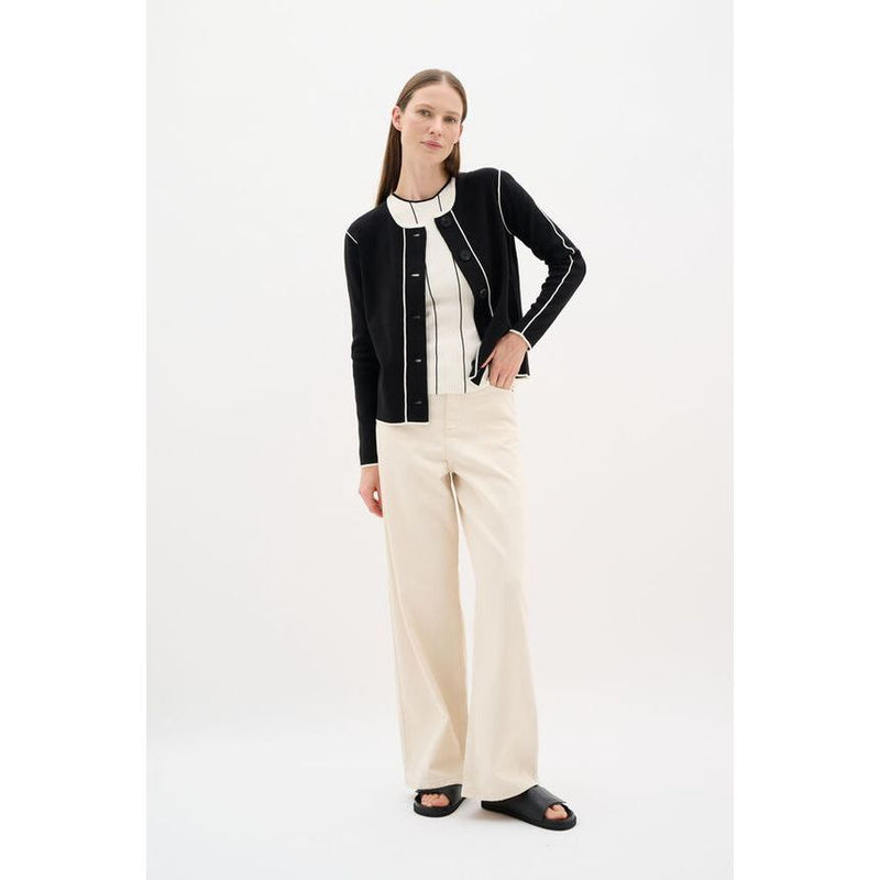 SaccoIW Knitted Cardigan Ecru/Black