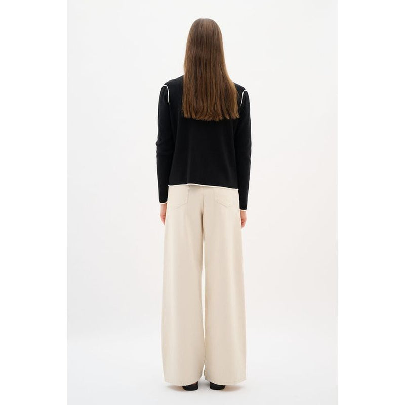 SaccoIW Knitted Cardigan Ecru/Black