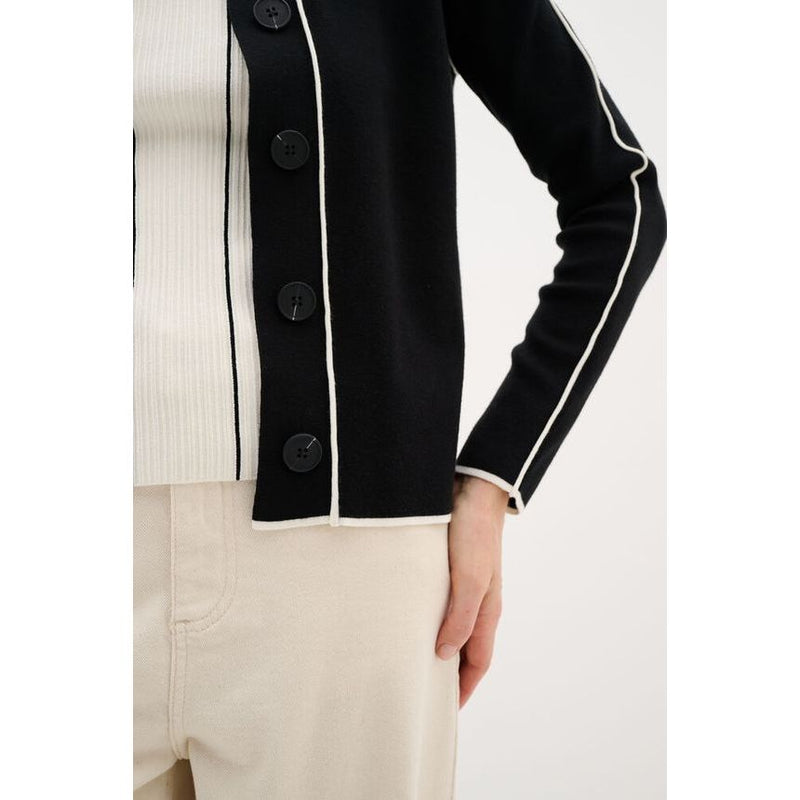SaccoIW Knitted Cardigan Ecru/Black