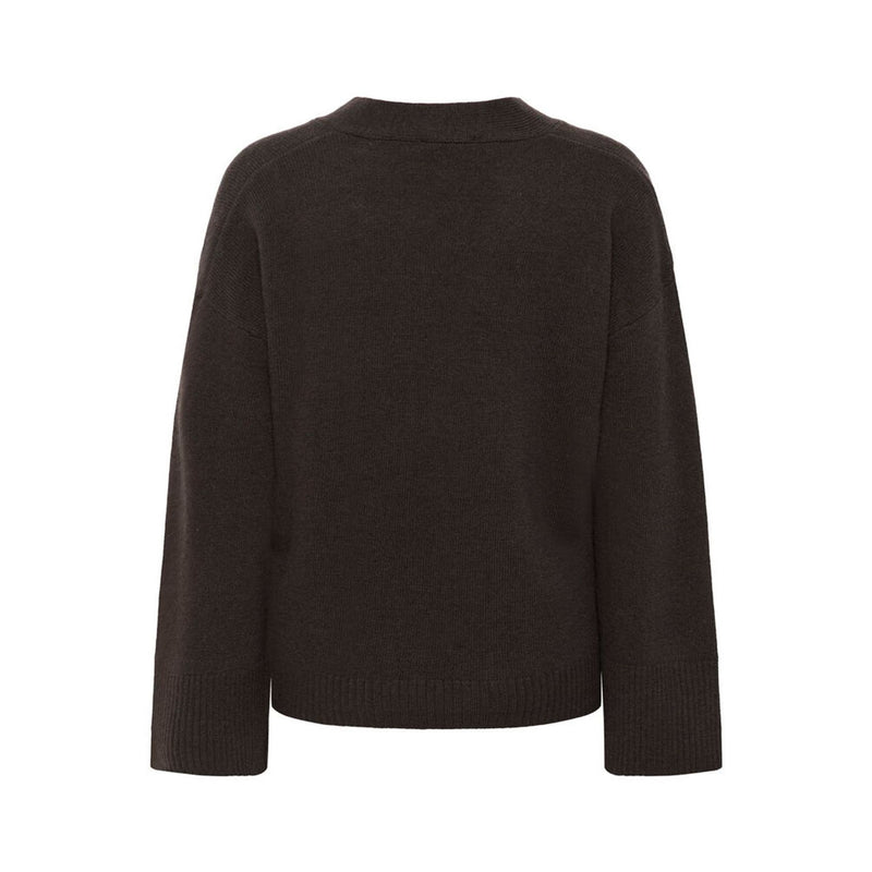 HuxiMW V-Neck Wool Cashmere Pullover Brown