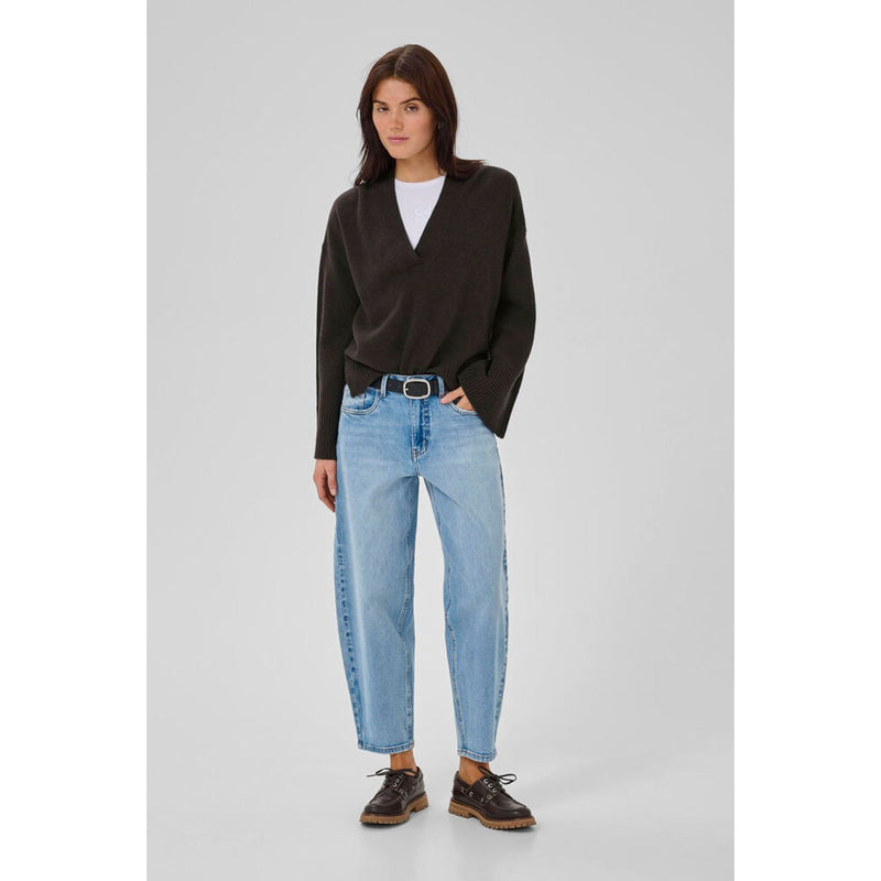 HuxiMW V-Neck Wool Cashmere Pullover Brown