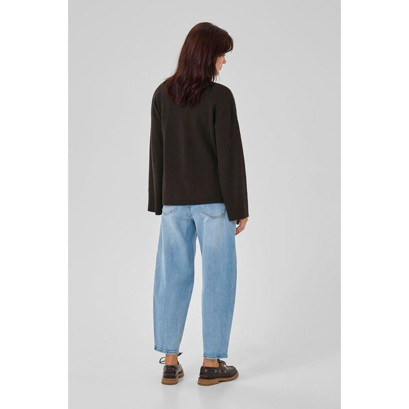 HuxiMW V-Neck Wool Cashmere Pullover Brown