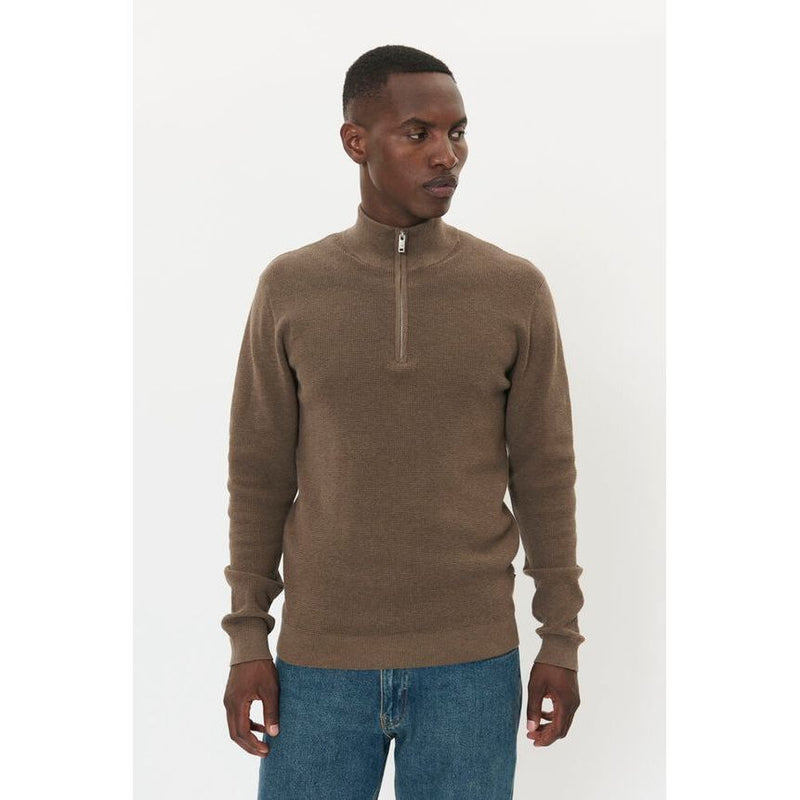 MAlagoon 3/4 Zip Knit Brown Melange