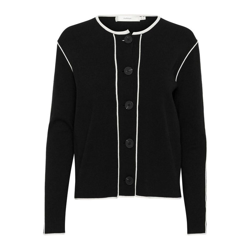 SaccoIW Knitted Cardigan Ecru/Black
