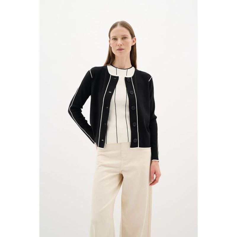 SaccoIW Knitted Cardigan Ecru/Black