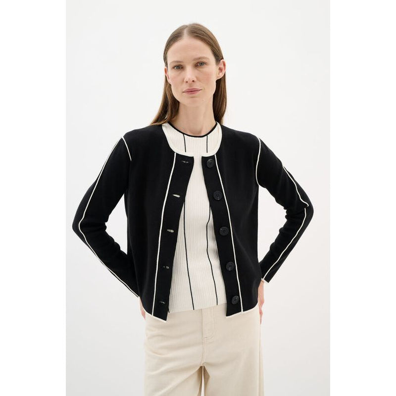SaccoIW Knitted Cardigan Ecru/Black