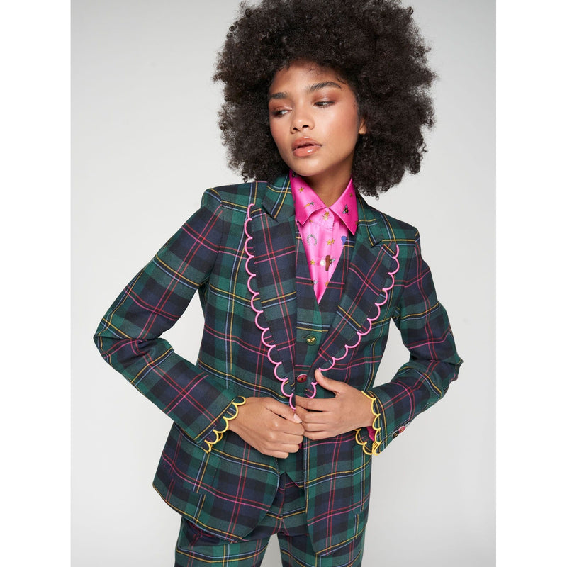 Hillary Escoces Perfil Rosa Check Blazer