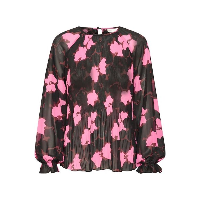 MendraIW Floral Print Blouse Black/Pink