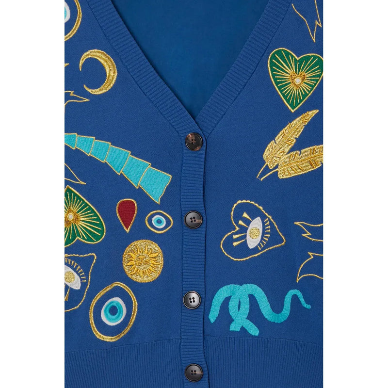 Charms Embroidered Forrest Cardigan Blue