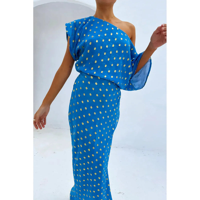 Jacquard Tilly Dress Blue