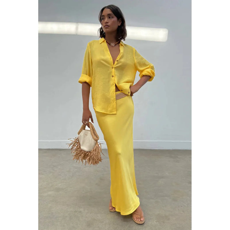 Dorris Midi Slip Skirt Yellow