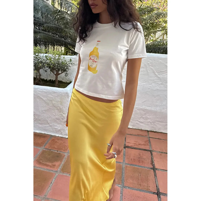 Dorris Midi Slip Skirt Yellow
