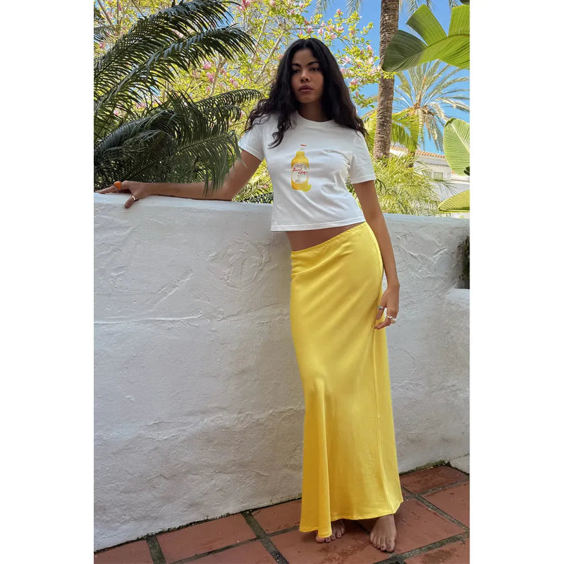 Dorris Midi Slip Skirt Yellow