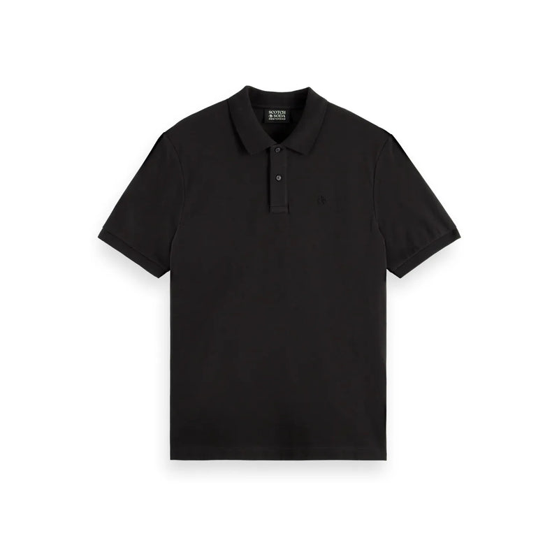 Scotch & Soda Logo Pique Polo Black