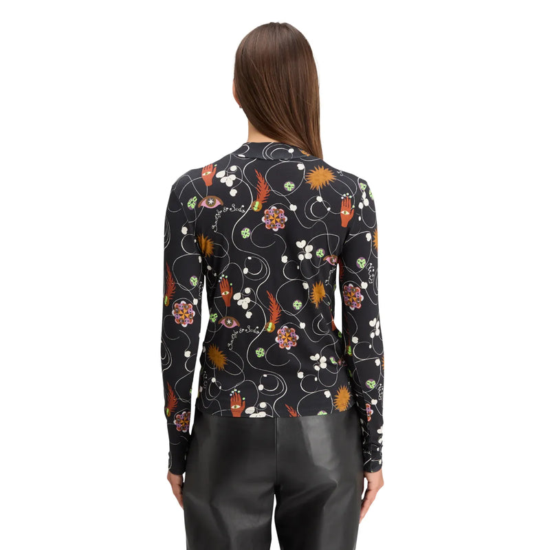 All Over Printed Top Black