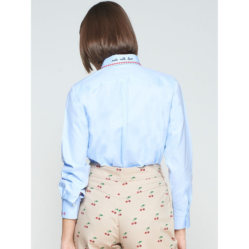 Azul Twill Heart Detail Shirt Blue