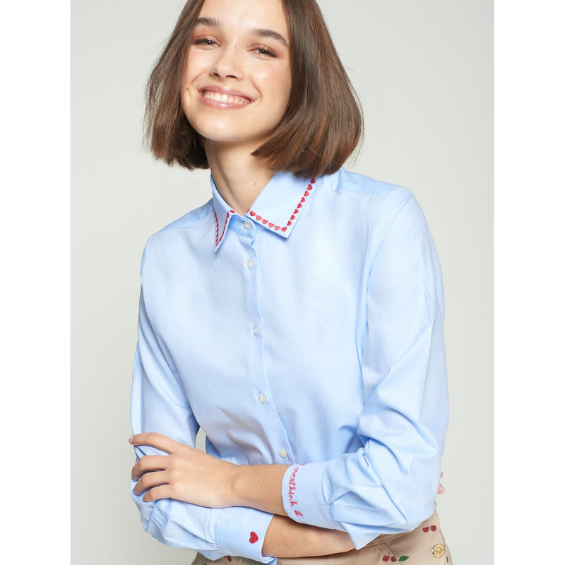 Azul Twill Heart Detail Shirt Blue
