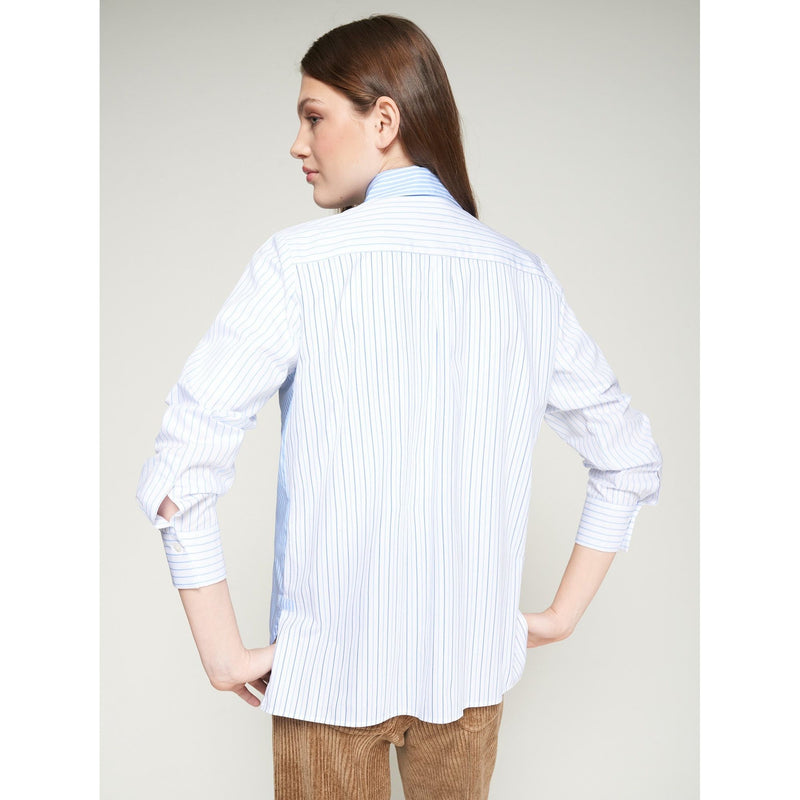 Raya Azul Dog Motif Stripe Shirt Blue