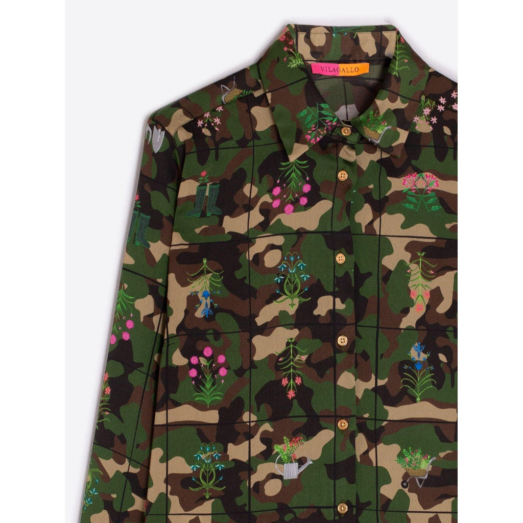 NADINE Camo Flower Print Shirt Camouflage - AgathaBoutiqueLtd