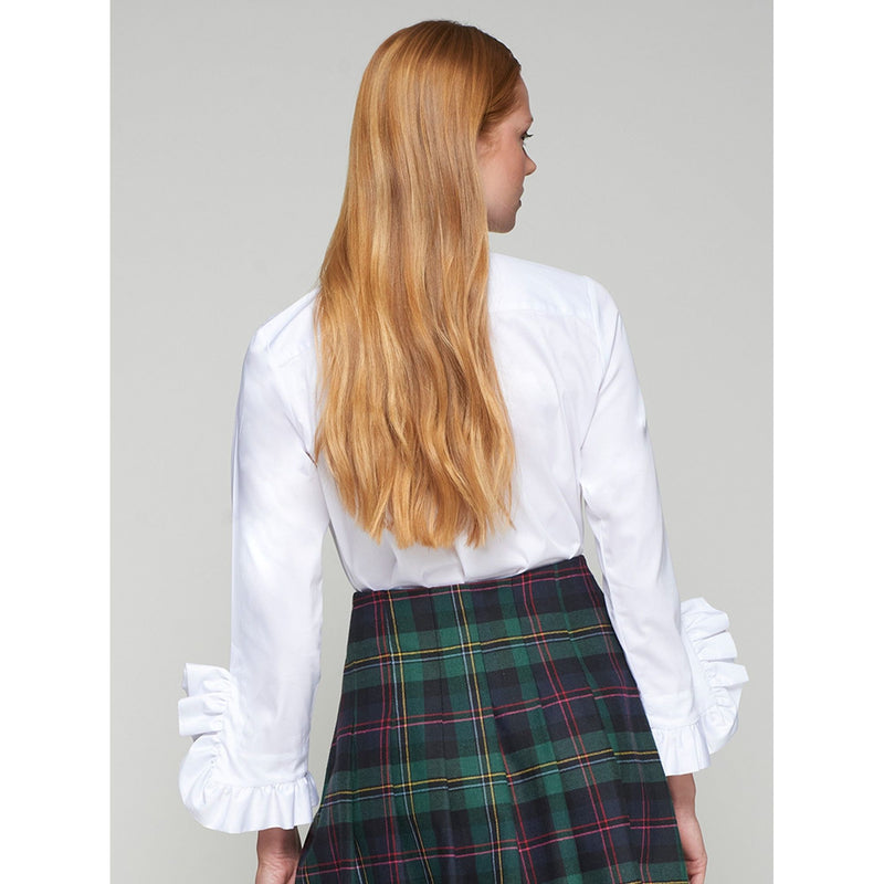 Stretch Ruffle Detail Shirt White