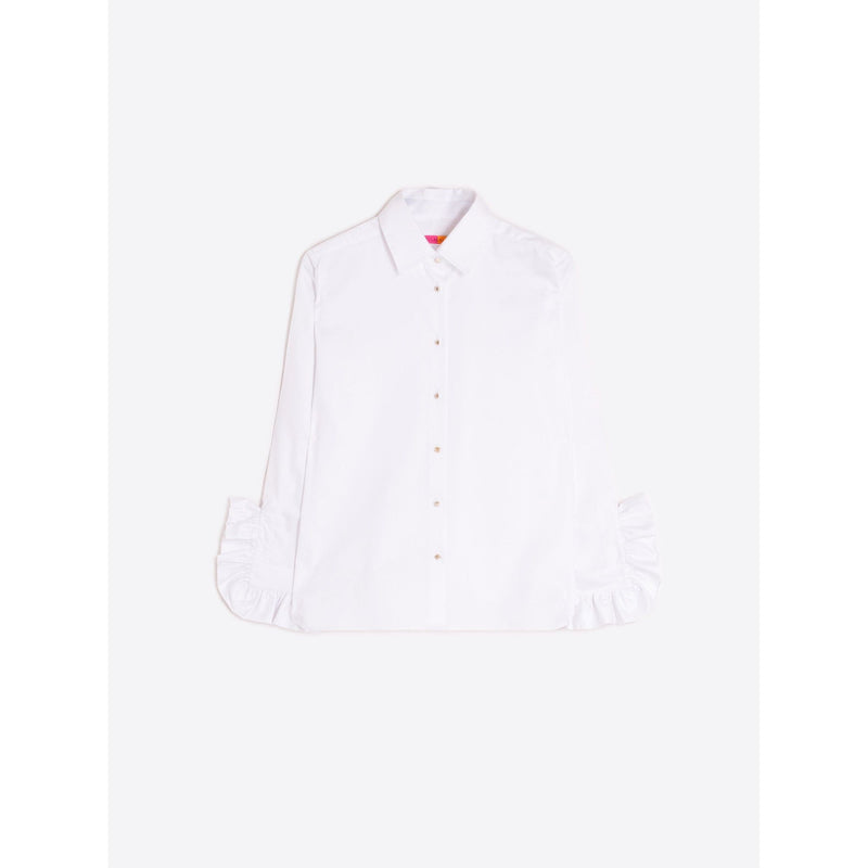 Stretch Ruffle Detail Shirt White