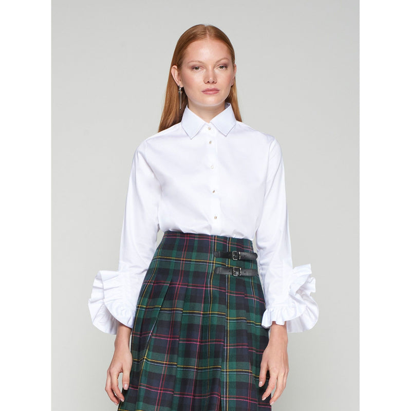 Stretch Ruffle Detail Shirt White