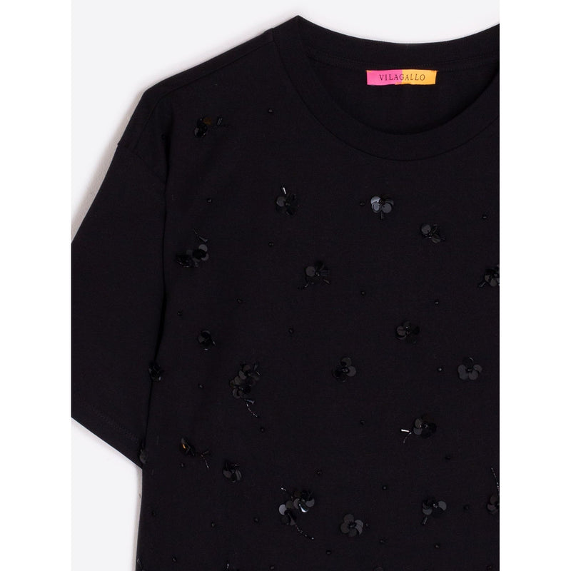 Flores Embroidered T-Shirt Black