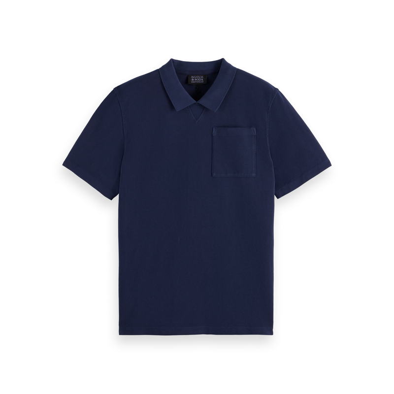 Scotch & Soda Pique Chest Pocked Polo Shirt Navy