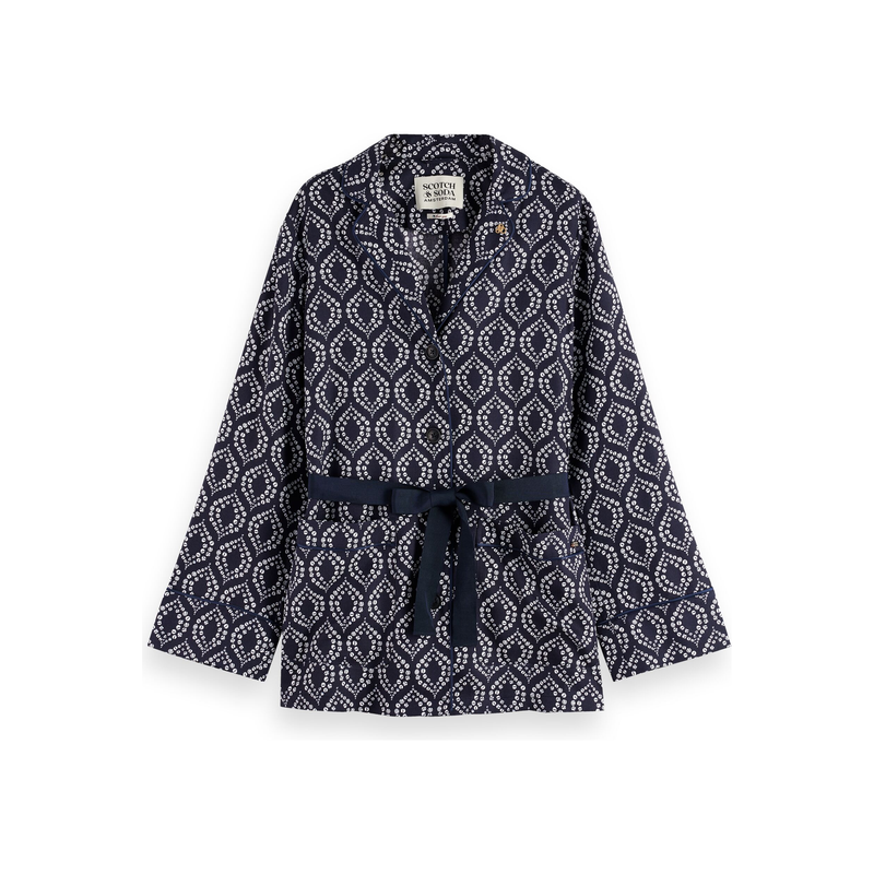 Printed Baseball Pyjama Blazer Navy/Cream