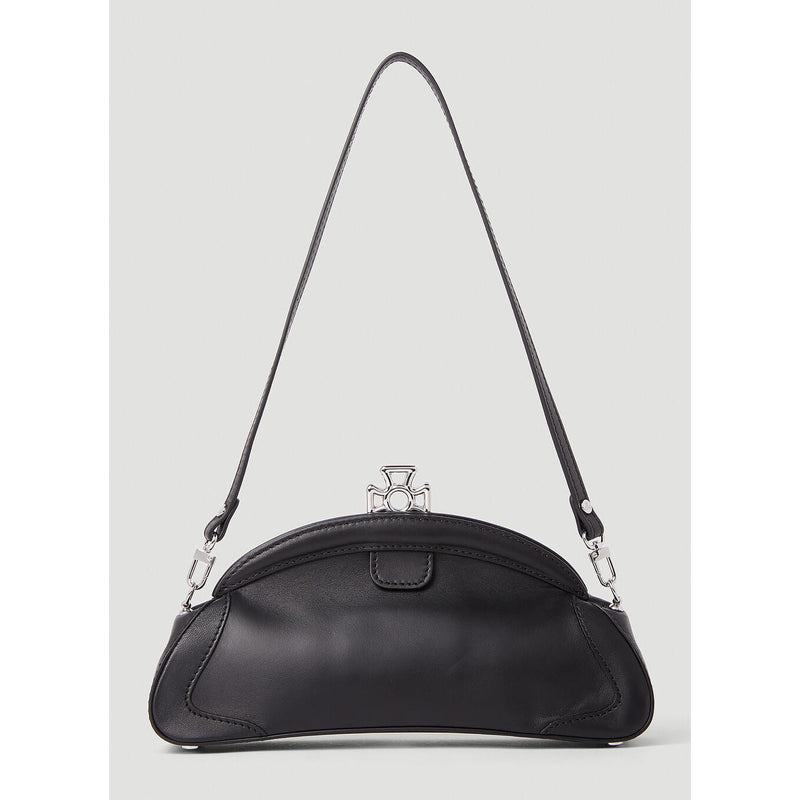 Amber Orb Leather Clutch Bag Black