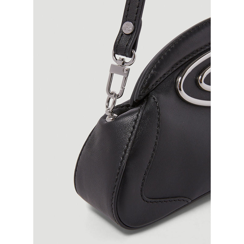 Amber Orb Leather Clutch Bag Black