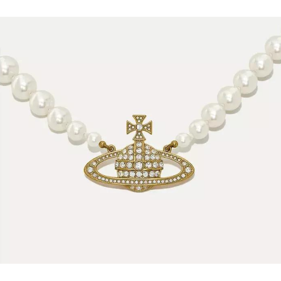 One Row Pearl Bas Relief Choker Gold/Pearl/Crystal