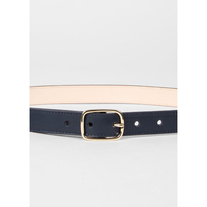 Leather Belt With 'Swirl' Panel Navy